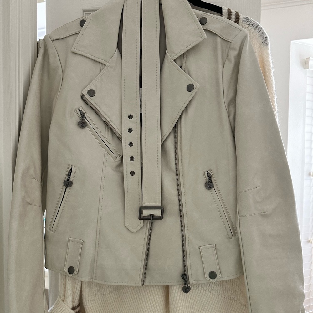 Cream Faux Leather Jacket